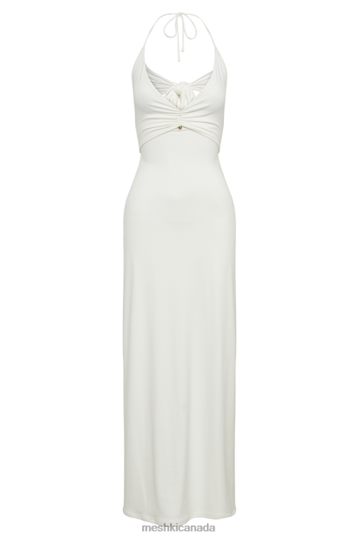 Meshki White Heidi Recycled Nylon Pin Detail Midi Dress Clothing JN88N218