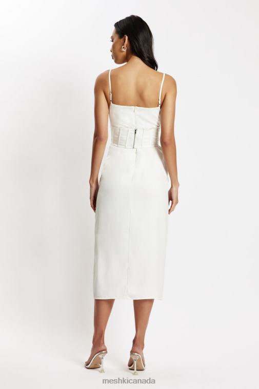 Meshki White Lucy Cowl Midi Dress With Corset Clothing JN88N517