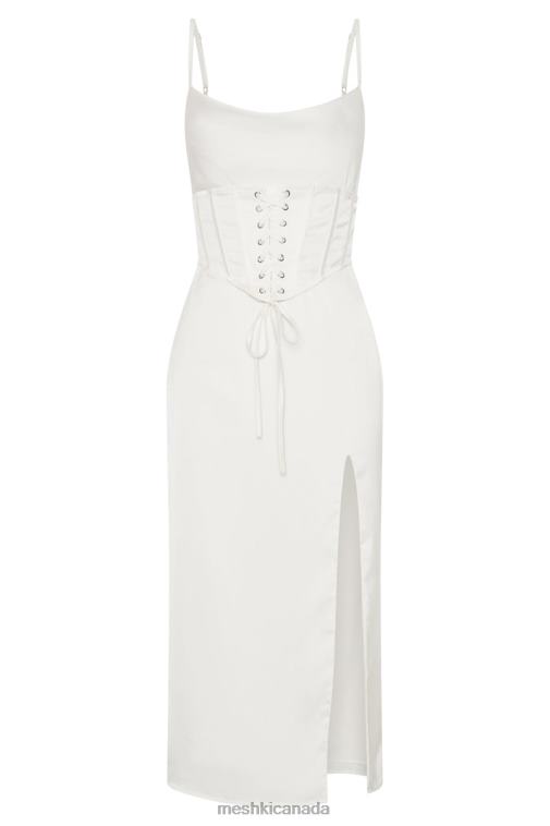Meshki White Lucy Cowl Midi Dress With Corset Clothing JN88N517