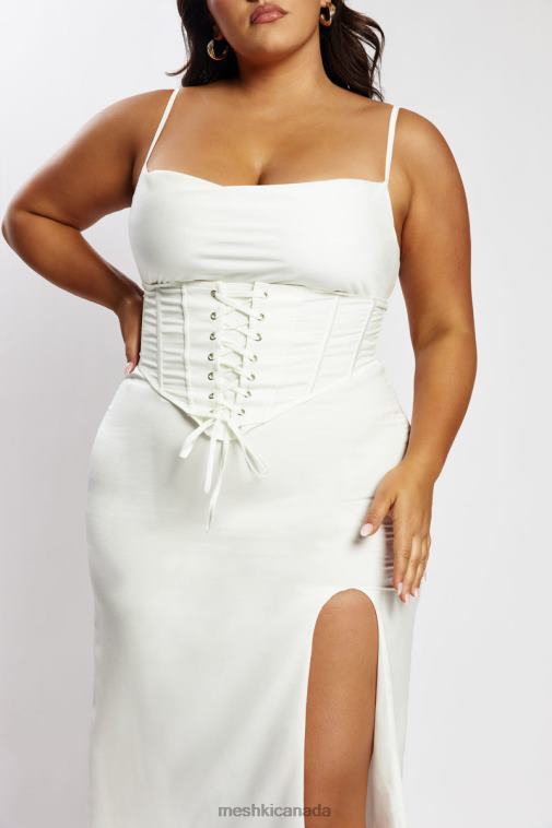 Meshki White Lucy Cowl Midi Dress With Corset Clothing JN88N517