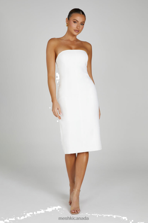 Meshki White Marianne Strapless Crepe Midi Dress Clothing JN88N144