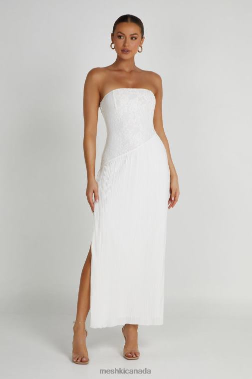 Meshki White Skye Lace Plisse Strapless Midi Dress Clothing JN88N305