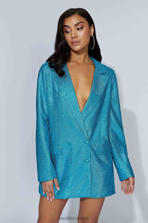 Meshki Aquamarine Becky Shimmer Oversized Blazer Dress Clothing JN88N747