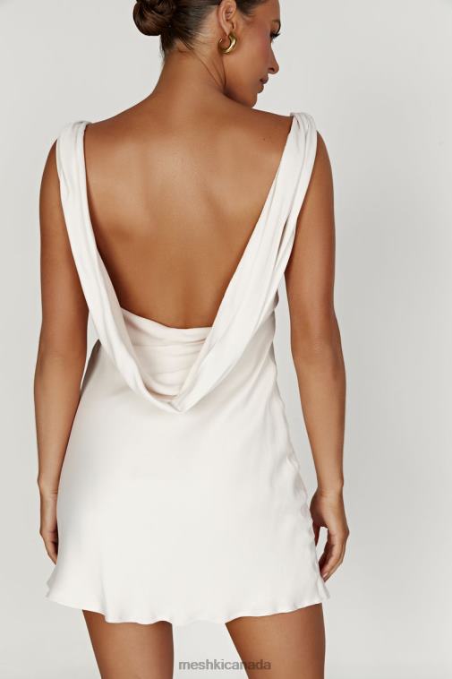 Meshki Beige Nadia Satin Mini Dress With Cowl Back Clothing JN88N405