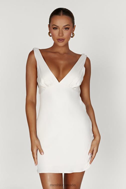 Meshki Beige Nadia Satin Mini Dress With Cowl Back Clothing JN88N405