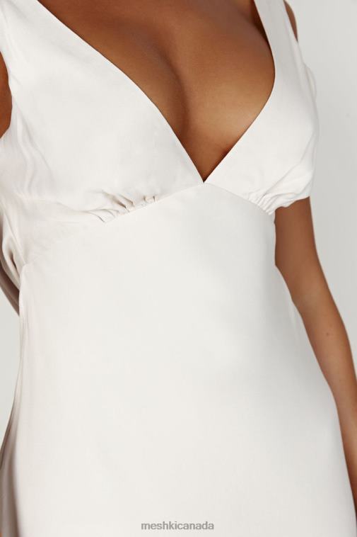 Meshki Beige Nadia Satin Mini Dress With Cowl Back Clothing JN88N405