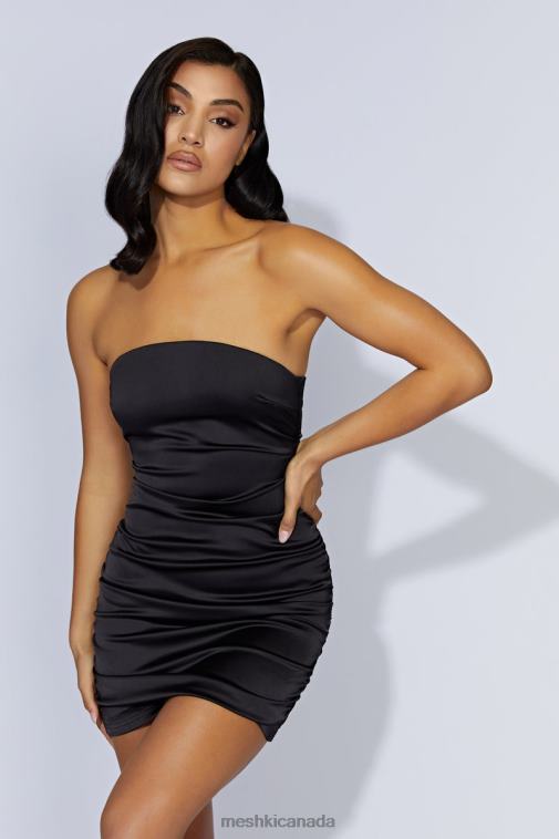 Meshki Black Corinne Ruched Mini Dress Clothing JN88N628