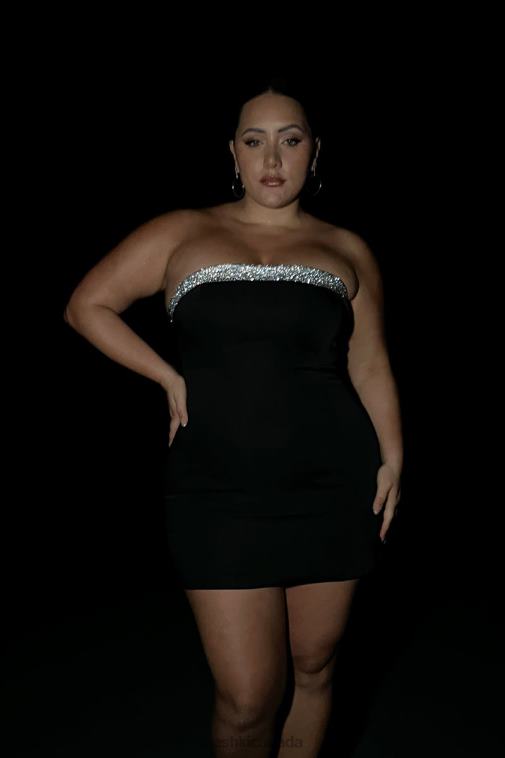 Meshki Black Kiya Mini Dress With Diamante Contrast Clothing JN88N329