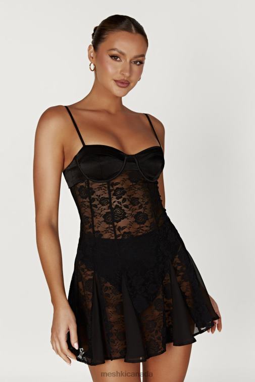 Meshki Black Lolita Lace Mini Dress Clothing JN88N411