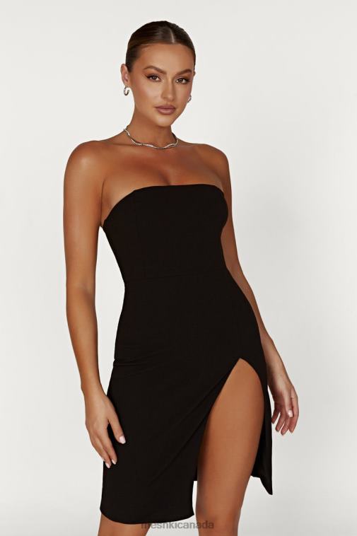 Meshki Black Rachel Crepe Bandeau Thigh Split Mini Dress Clothing JN88N613