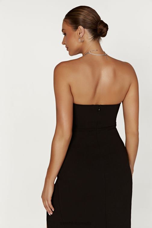 Meshki Black Rachel Crepe Bandeau Thigh Split Mini Dress Clothing JN88N613