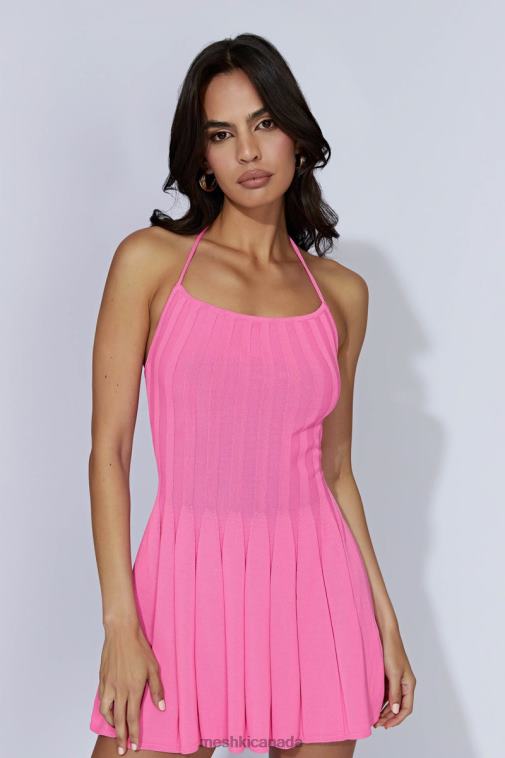 Meshki Bubblegum Pink Koa Halter Neck Knit Mini Dress Clothing JN88N519