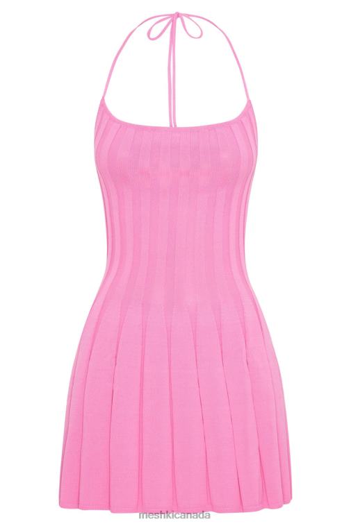 Meshki Bubblegum Pink Koa Halter Neck Knit Mini Dress Clothing JN88N519