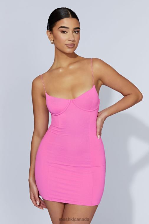 Meshki Bubblegum Pink Misty Contour Mini Dress Clothing JN88N281