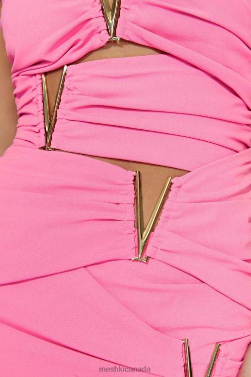 Meshki Bubblegum Pink Victorie V-Hardware Mini Dress Clothing JN88N647