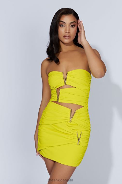 Meshki Fresh Green Victorie V-Hardware Mini Dress Clothing JN88N627