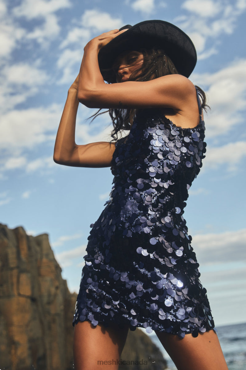 Meshki Midnight Navy Romilly Sequin Mini Dress Clothing JN88N389