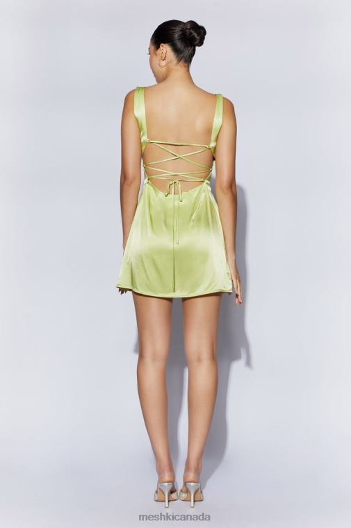 Meshki Pistachio Green Carina Tie Back Mini Slip Dress Clothing JN88N723