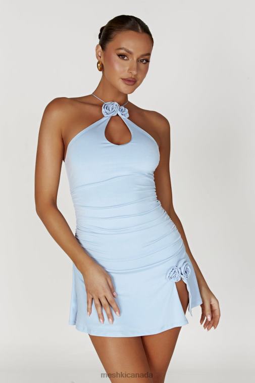 Meshki Powder Blue Adeline Rose Halter Mini Dress Clothing JN88N197