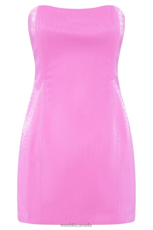 Meshki Rose Pink Lizzie Crosshatch Faux Leather Mini Dress Clothing JN88N569