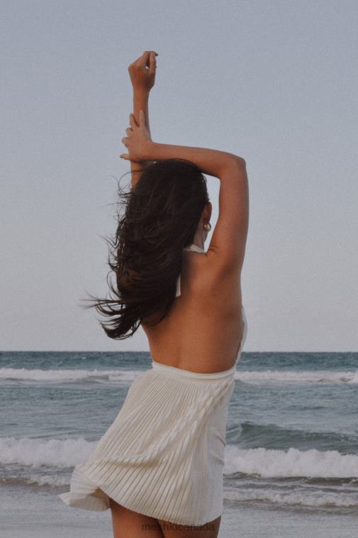 Meshki Wheat Darya Pleated Mini Halter Dress Clothing JN88N665