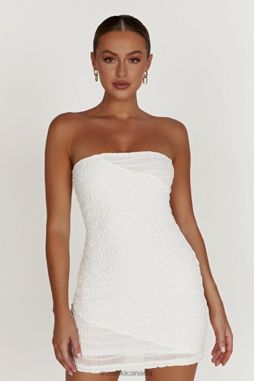 Meshki White Gemina Textured Strapless Mini Dress Clothing JN88N505