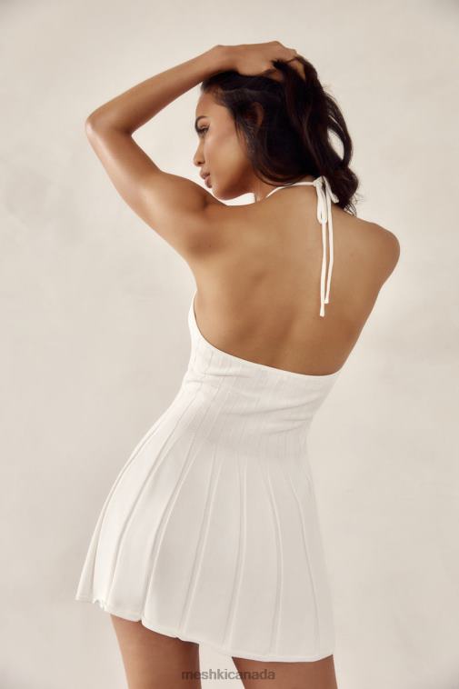 Meshki White Koa Halter Neck Knit Mini Dress Clothing JN88N524
