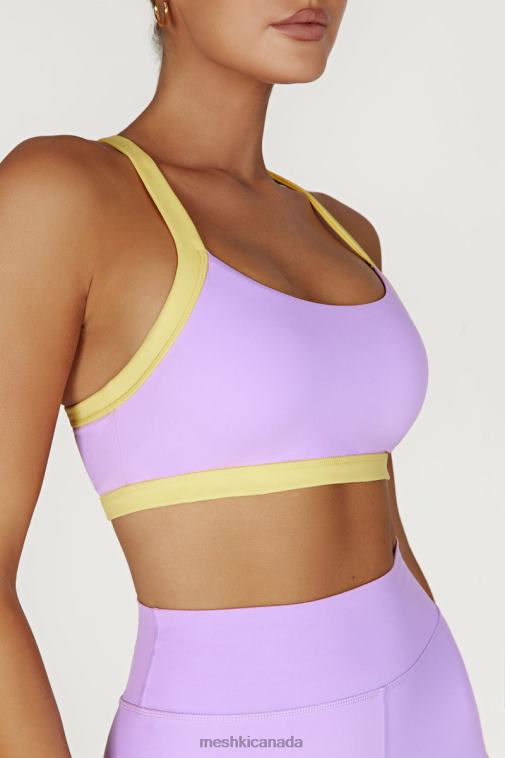 Meshki Lilac/Yellow Becca Two Tone Cropped Sports Bra Clothing JN88N1049