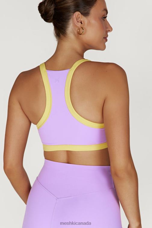 Meshki Lilac/Yellow Becca Two Tone Cropped Sports Bra Clothing JN88N1049