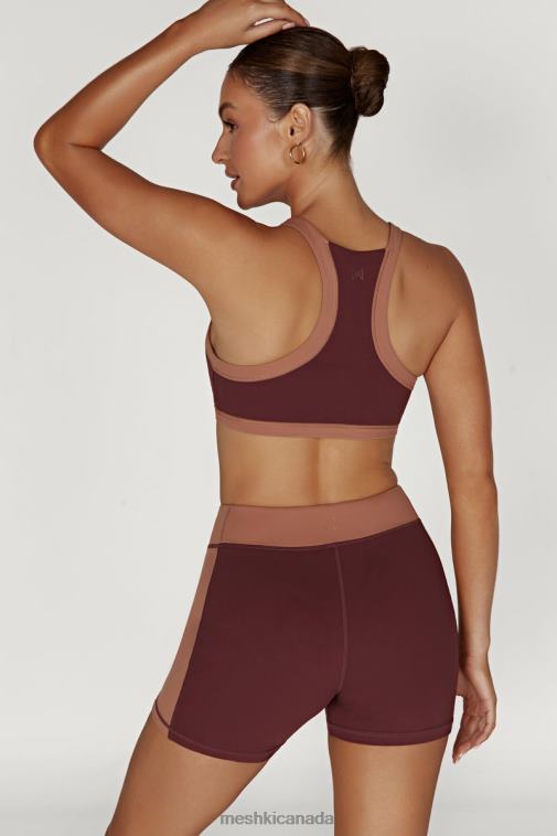 Meshki Mahogany/Tan Becca Two Tone Cropped Sports Bra Clothing JN88N1038