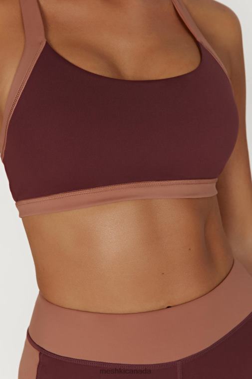 Meshki Mahogany/Tan Becca Two Tone Cropped Sports Bra Clothing JN88N1038