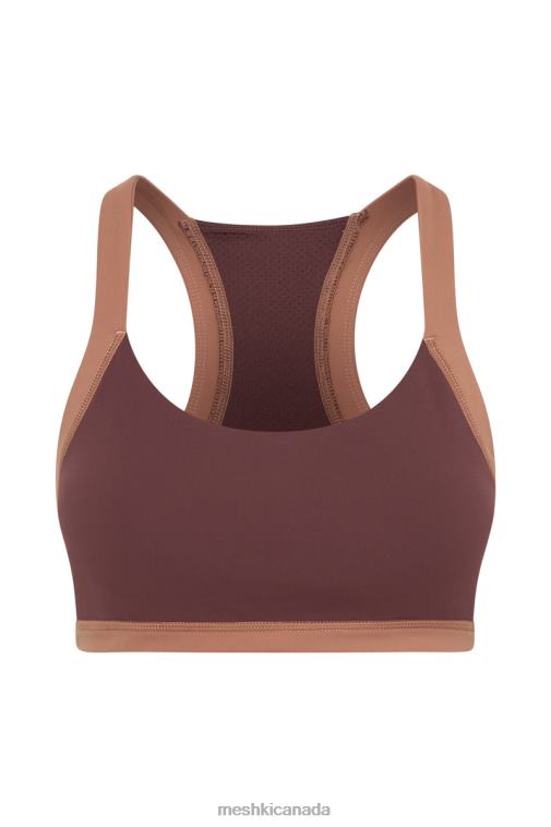 Meshki Mahogany/Tan Becca Two Tone Cropped Sports Bra Clothing JN88N1038