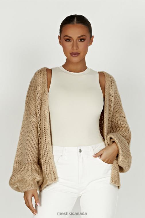 Meshki Taupe Irina Chunky Knit Cardigan Clothing JN88N1627