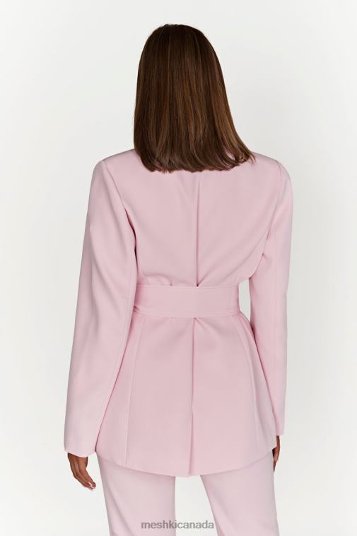 Meshki Blush Pink Arna Oversized Belted Blazer Clothing JN88N1630