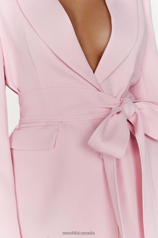 Meshki Blush Pink Arna Oversized Belted Blazer Clothing JN88N1630