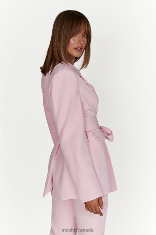 Meshki Blush Pink Arna Oversized Belted Blazer Clothing JN88N1630