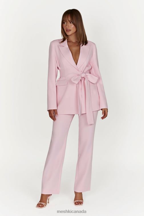 Meshki Blush Pink Arna Oversized Belted Blazer Clothing JN88N1630