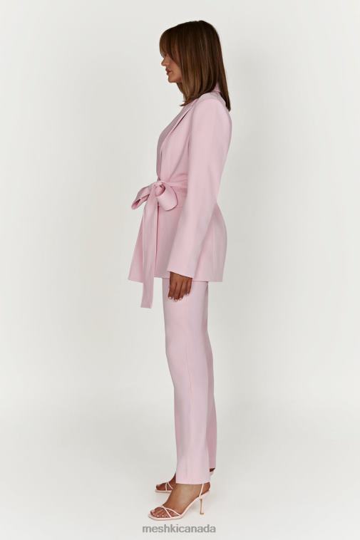 Meshki Blush Pink Arna Oversized Belted Blazer Clothing JN88N1630