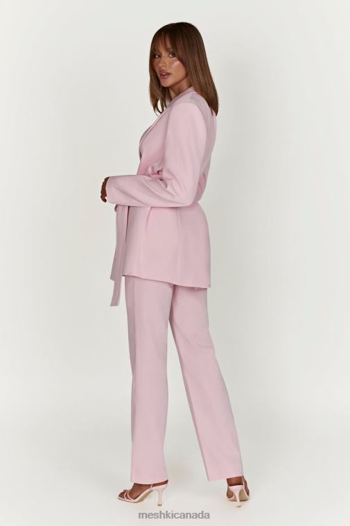 Meshki Blush Pink Arna Oversized Belted Blazer Clothing JN88N1630