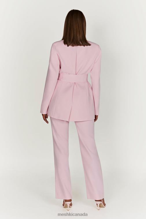 Meshki Blush Pink Arna Oversized Belted Blazer Clothing JN88N1630
