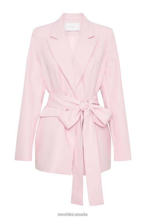 Meshki Blush Pink Arna Oversized Belted Blazer Clothing JN88N1630
