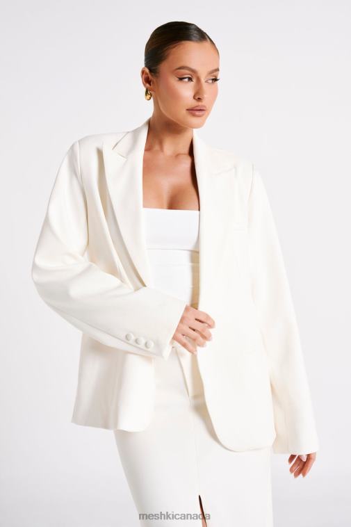 Meshki Ivory Bexley Oversized Blazer With Shoulder Pads Clothing JN88N1624