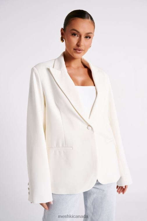 Meshki Ivory Bexley Oversized Blazer With Shoulder Pads Clothing JN88N1624