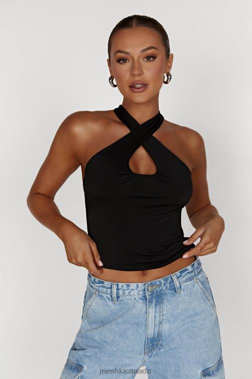 Meshki Black Ailsa Keyhole Halter Top Clothing JN88N944