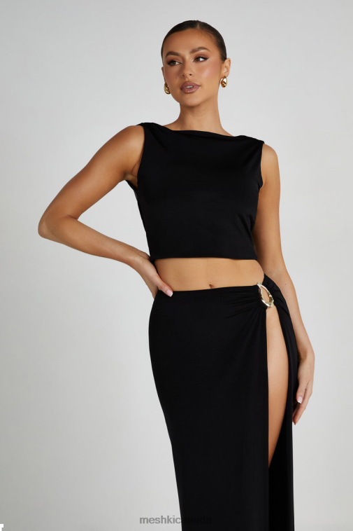 Meshki Black Suri Slinky Cowl Back Top Clothing JN88N789