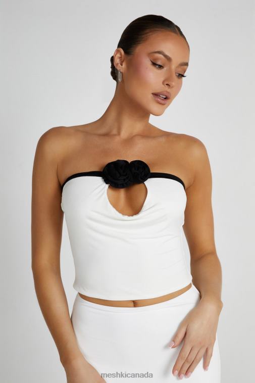 Meshki Black/White Megan Strapless Rose Top Clothing JN88N798