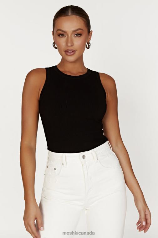 Meshki Black Zanna Ribbed Tank Top Clothing JN88N908