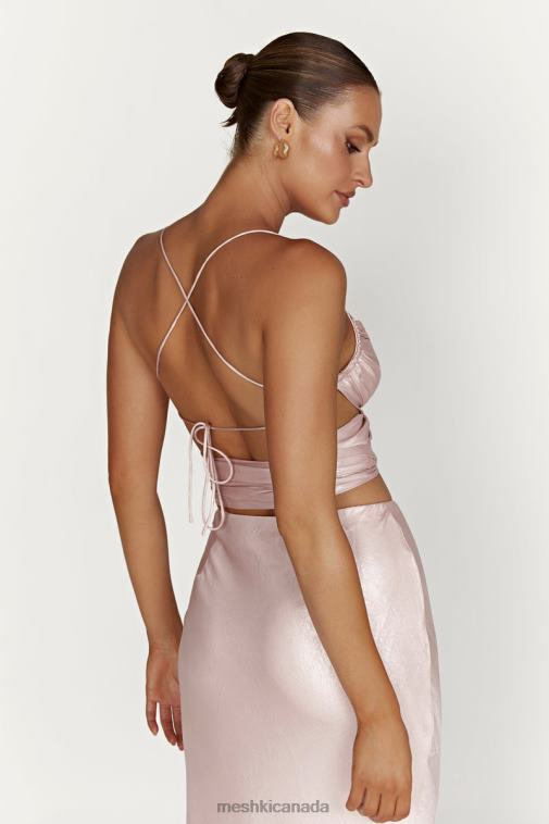 Meshki Blush Pink Georgie Wrap Over Tie Top Clothing JN88N958