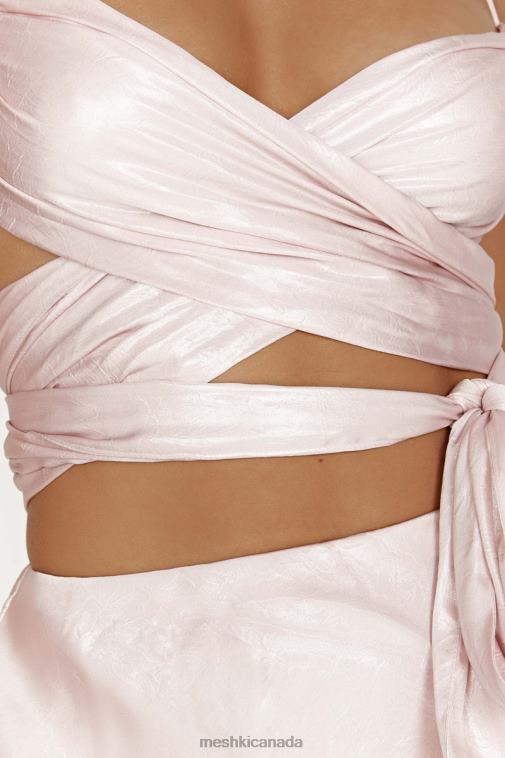 Meshki Blush Pink Georgie Wrap Over Tie Top Clothing JN88N958