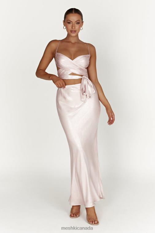 Meshki Blush Pink Georgie Wrap Over Tie Top Clothing JN88N958